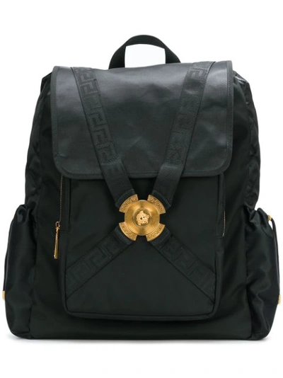 Shop Versace Medusa Strap Backpack - Black