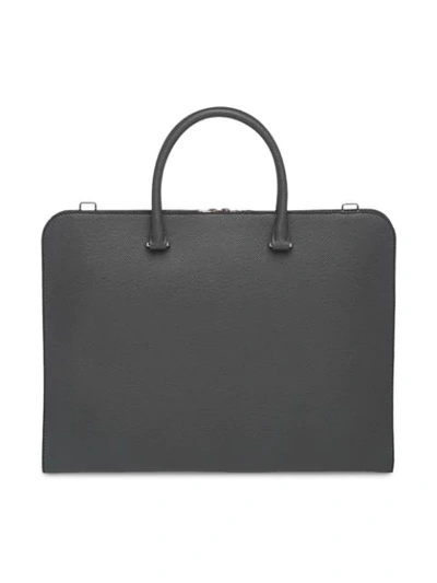 Shop Prada Leather Briefcase In Grey