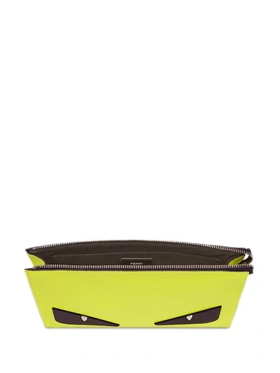 Shop Fendi Bag Bugs Clutch In F044v-fluo Yellow +black +