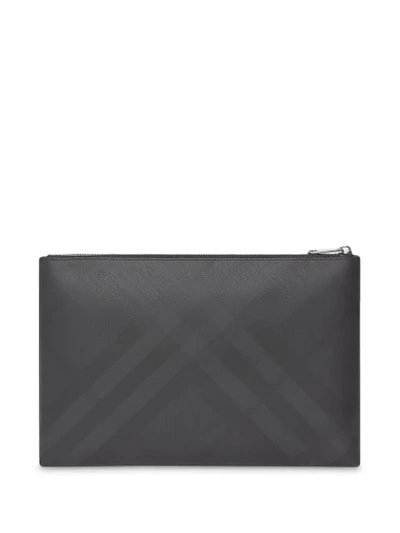 Shop Burberry London Check Zip Pouch In Black