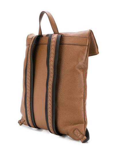 Shop Bottega Veneta Intrecciato Detailed Backpack In Brown