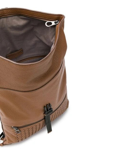 Shop Bottega Veneta Intrecciato Detailed Backpack In Brown