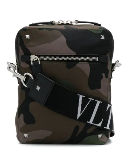 Shop Valentino Camouflage Shoulder Bag In Green