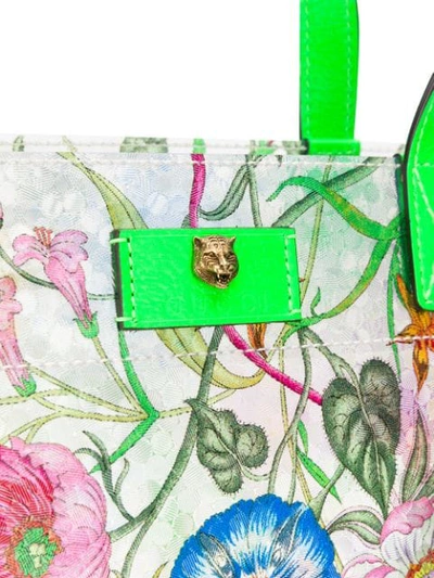 Shop Gucci Flora Print Tote Bag In Green