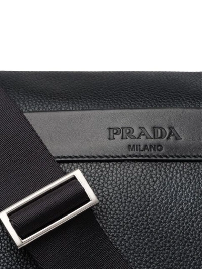 Shop Prada Logo Messenger Bag - Black
