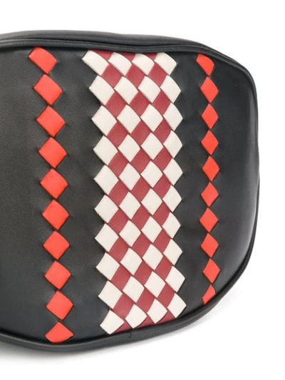Shop Bottega Veneta Woven Checkered Belt Bag In Black