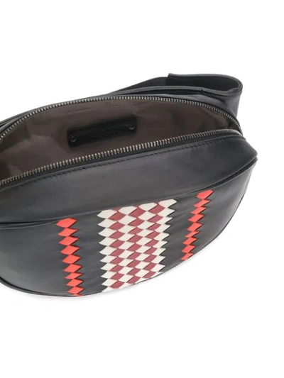 Shop Bottega Veneta Woven Checkered Belt Bag In Black