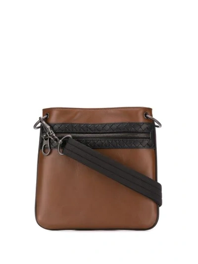 Shop Bottega Veneta Embroidered Messenger Bag In Brown