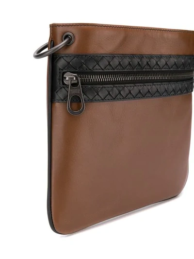 Shop Bottega Veneta Embroidered Messenger Bag In Brown