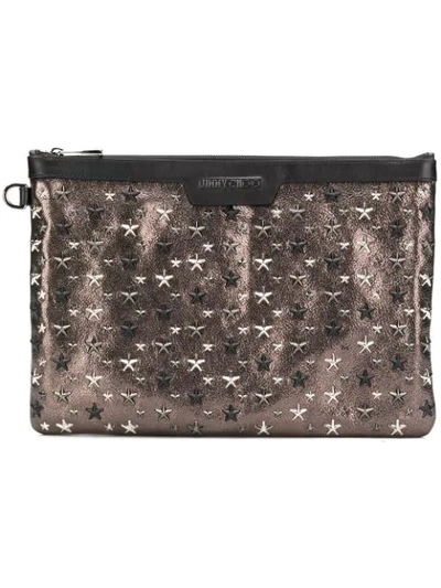 Shop Jimmy Choo Derek Studded Pouch In Metallic