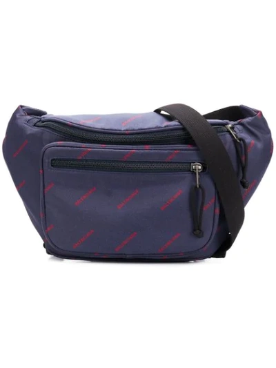 Shop Balenciaga Explorer Logos Belt Bag In Blue