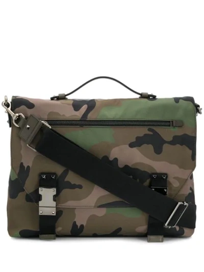 Shop Valentino Camouflage Messenger Bag In Red