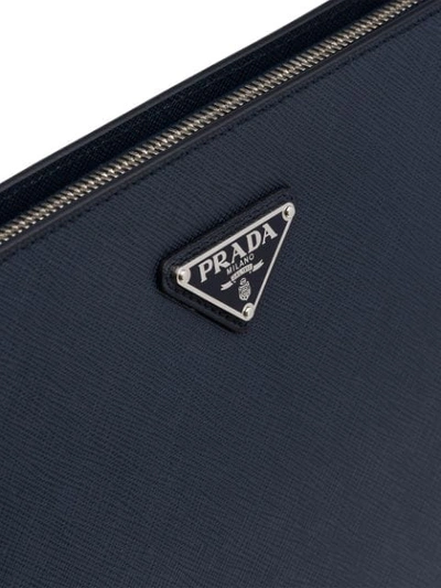 Shop Prada Logo Plaque Document Holder In Blue