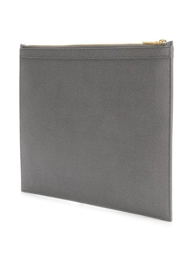 Shop Thom Browne Diagonal Intarsia Stripe Leather Medium Document Holder - Grey