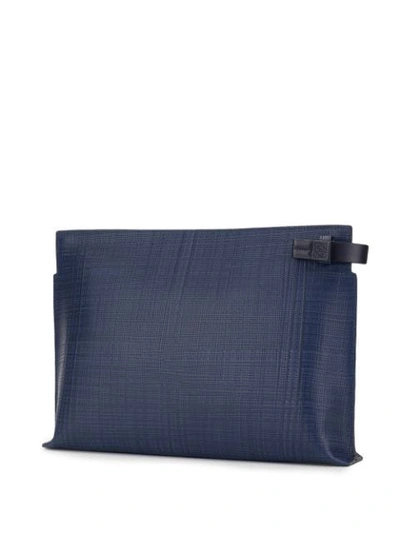 Shop Loewe Textured Check Pattern Clutch In Blue