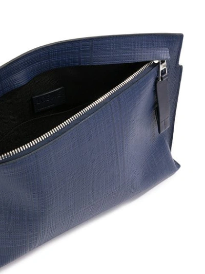 Shop Loewe Textured Check Pattern Clutch In Blue