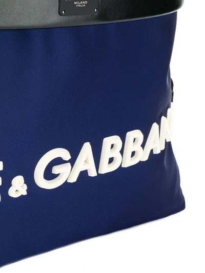 Shop Dolce & Gabbana Logo Print Shell Backpack In Blue