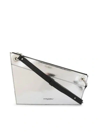 Shop A-cold-wall* Asymmetric Logo Pouch In Silver