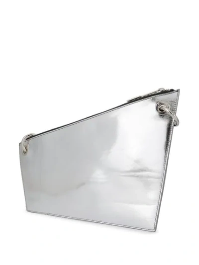 Shop A-cold-wall* Asymmetric Logo Pouch In Silver