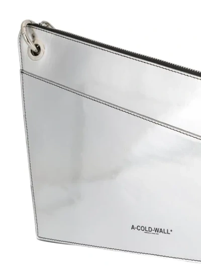 Shop A-cold-wall* Asymmetric Logo Pouch In Silver