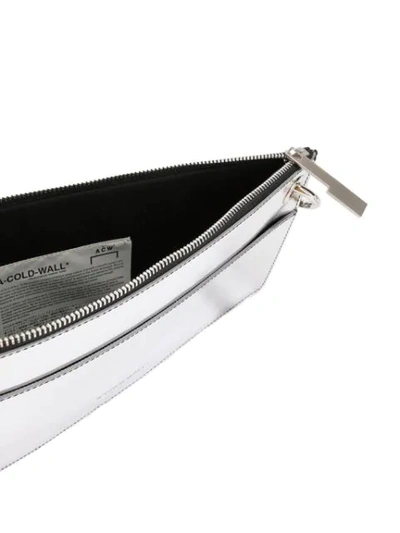 Shop A-cold-wall* Asymmetric Logo Pouch In Silver