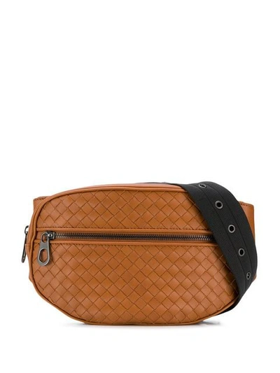 Shop Bottega Veneta Intrecciato Weave Belt Bag In Brown
