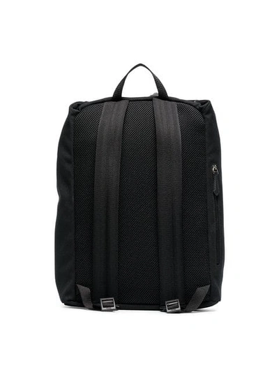 Black logo embroidered buckle backpack 