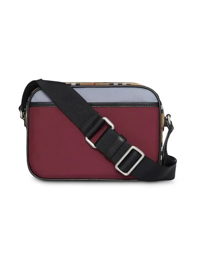 Shop Burberry Colour Block Vintage Check Crossbody Bag In Red