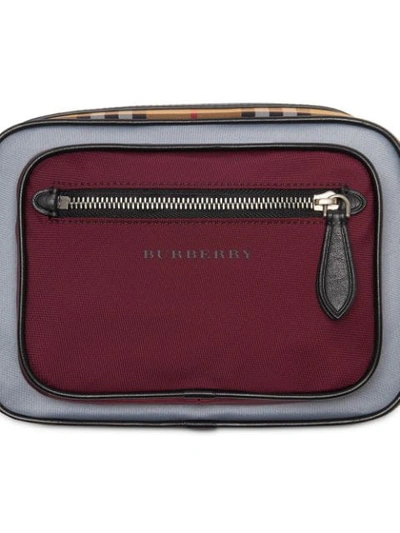 Shop Burberry Colour Block Vintage Check Crossbody Bag In Red