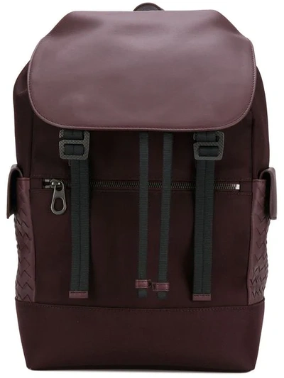 Shop Bottega Veneta Intrecciato Panel Backpack In Brown