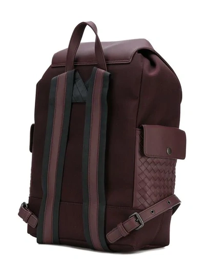 Shop Bottega Veneta Intrecciato Panel Backpack In Brown