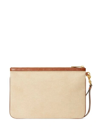 Shop Gucci Vintage Canvas Pouch In Brown