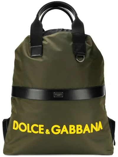 Shop Dolce & Gabbana Logo Backpack In Green