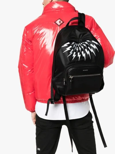 Shop Neil Barrett Black Thunderbolt Backpack