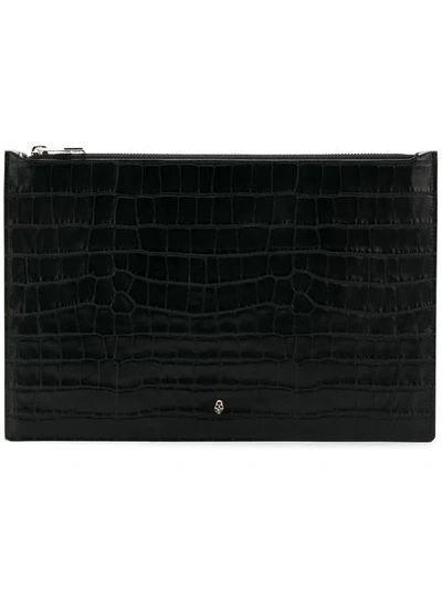 Shop Alexander Mcqueen Skull Detail Clutch In Black