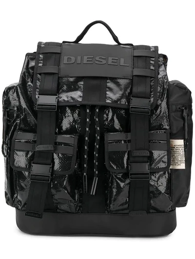 Shop Diesel Rucksack Mit Mehreren Taschen In Black