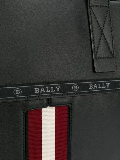 Shop Bally Logo Stripe Briefcase In Black
