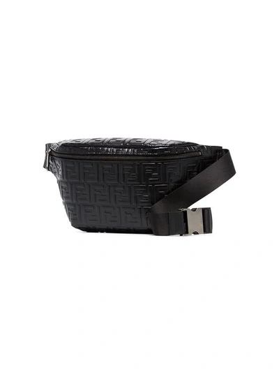 Shop Fendi Black Ff Logo Leather Crossbody Bag