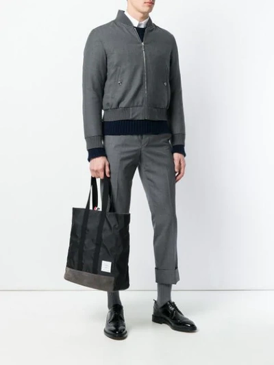 Shop Thom Browne Logo-patch Two-toned Tote Bag In Black