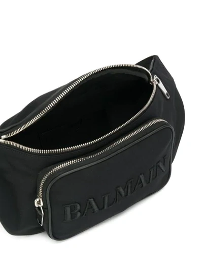 Shop Balmain Embroidered Logo Belt Bag In Black
