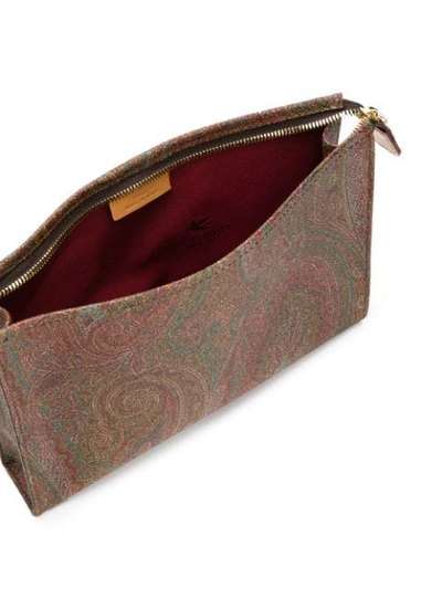 Shop Etro Paisley Print Clutch In Brown