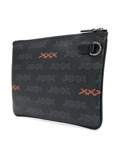 Shop Ermenegildo Zegna Logo Printed Clutch - Black