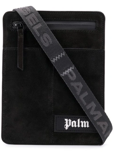 Shop Palm Angels Logo Messenger Bag In Black