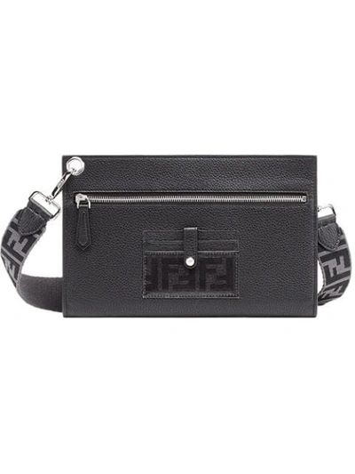 Shop Fendi Travel Clutch Bag In F0gxn-black +palladium