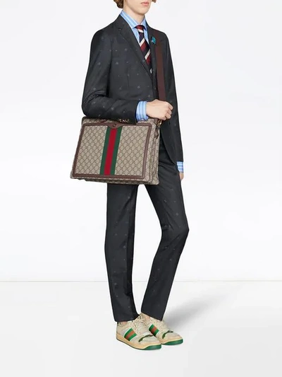 Shop Gucci Ophidia Gg Briefcase In Brown