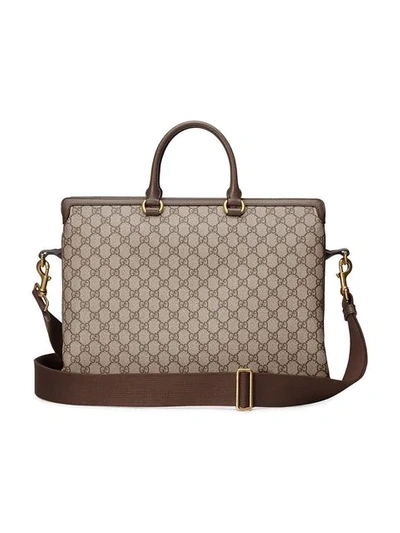 Shop Gucci Ophidia Gg Briefcase In Brown