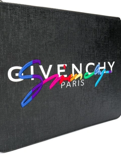 Shop Givenchy Large Handwritten Logo Pouch In 001 Black