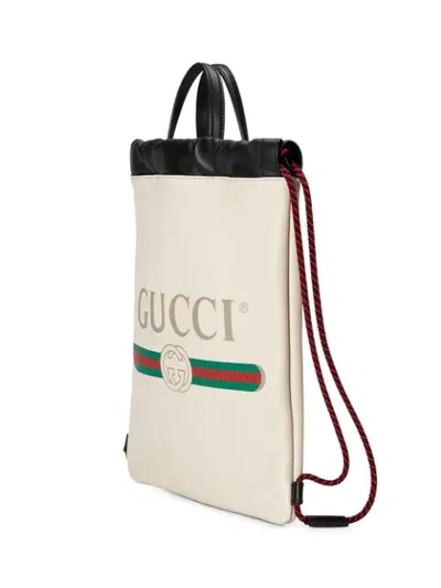 Shop Gucci Print Small Drawstring In White