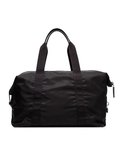 Shop Prada Black Logo Weekender Bag