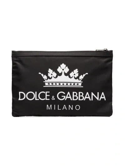 Shop Dolce & Gabbana Black Small Logo Print Pouch